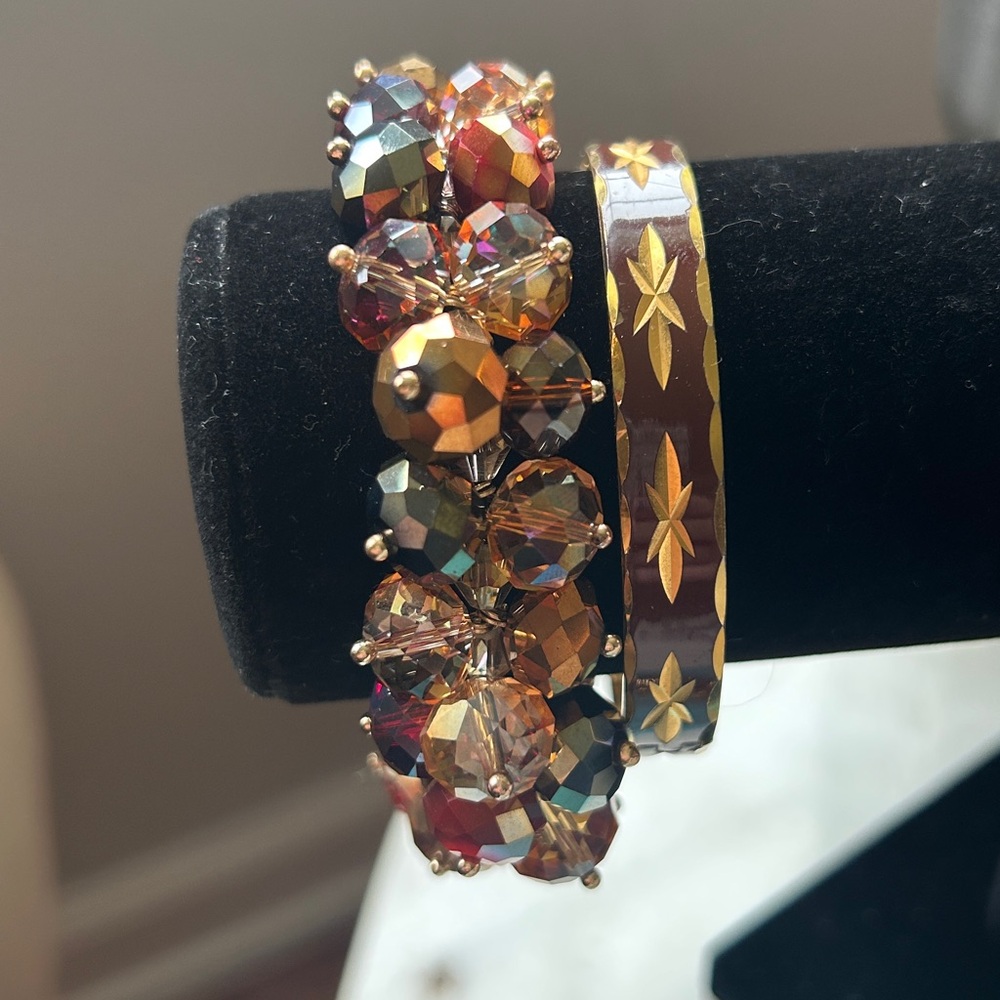 Multicolor Beaded Bracelet and Gold‎ Star Bangle set